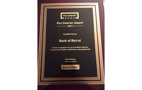 Bank of Beirut Wins the “LaserFiche Run Smarter Award” 