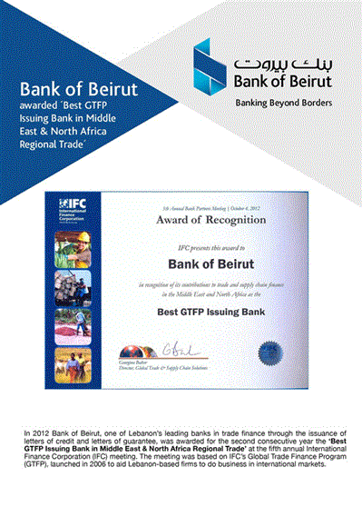 Best GTFP Issuing Bank in MENA Regional Trade – 2012